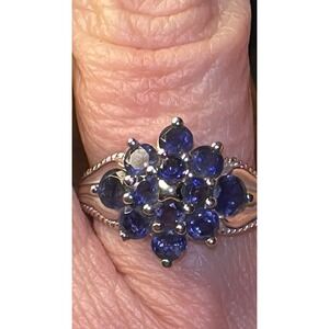 Sterling Silver Iolite Cluster Ring Size 8